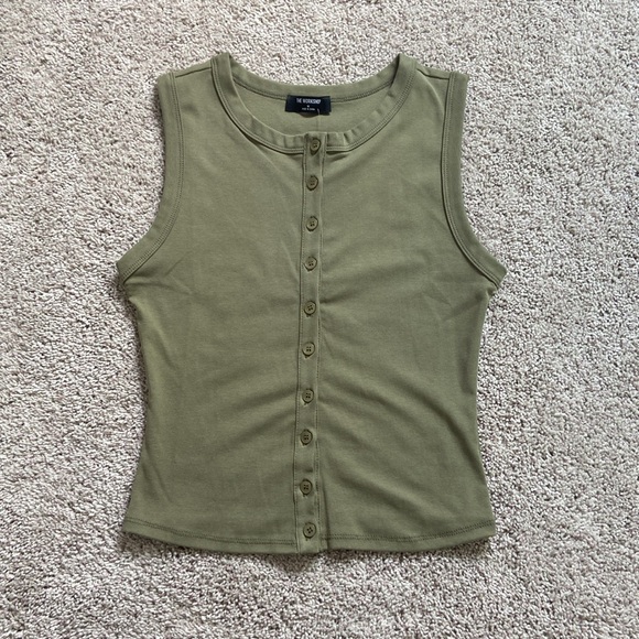 The Workshop Tops - The Workshop • Olive Green Button Front Tank Top